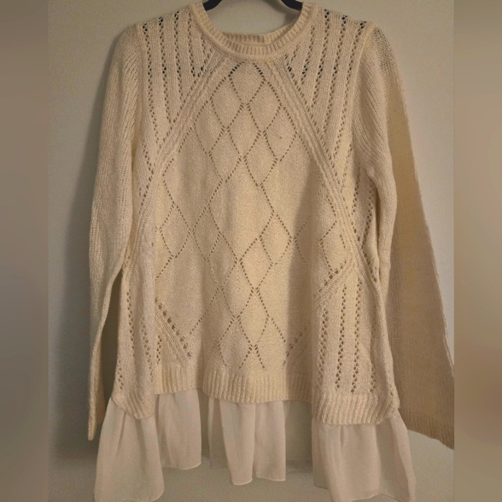 Sold~Cream and White Sweater